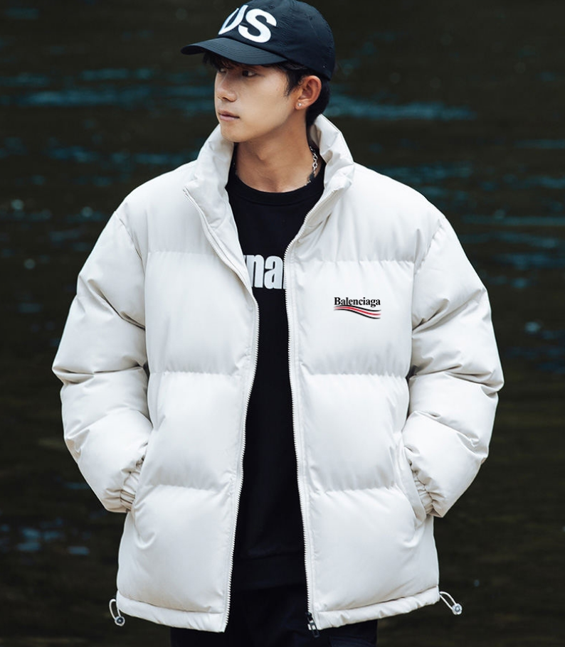 Balenciaga Oversized Puffer Jacket White with Logo Embroidery