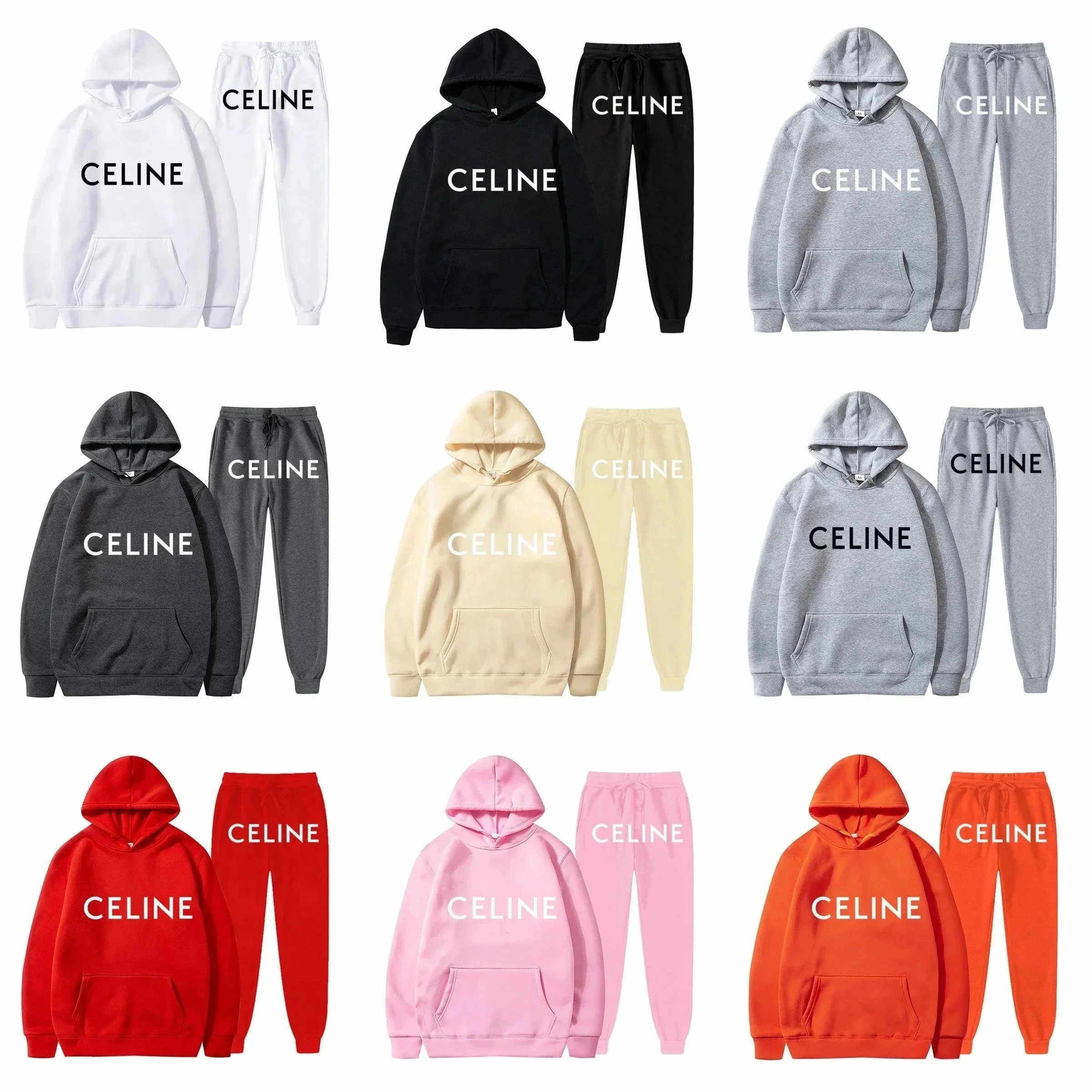 CELINE Logo Hoodie and Jogger Set - Multiple Colors