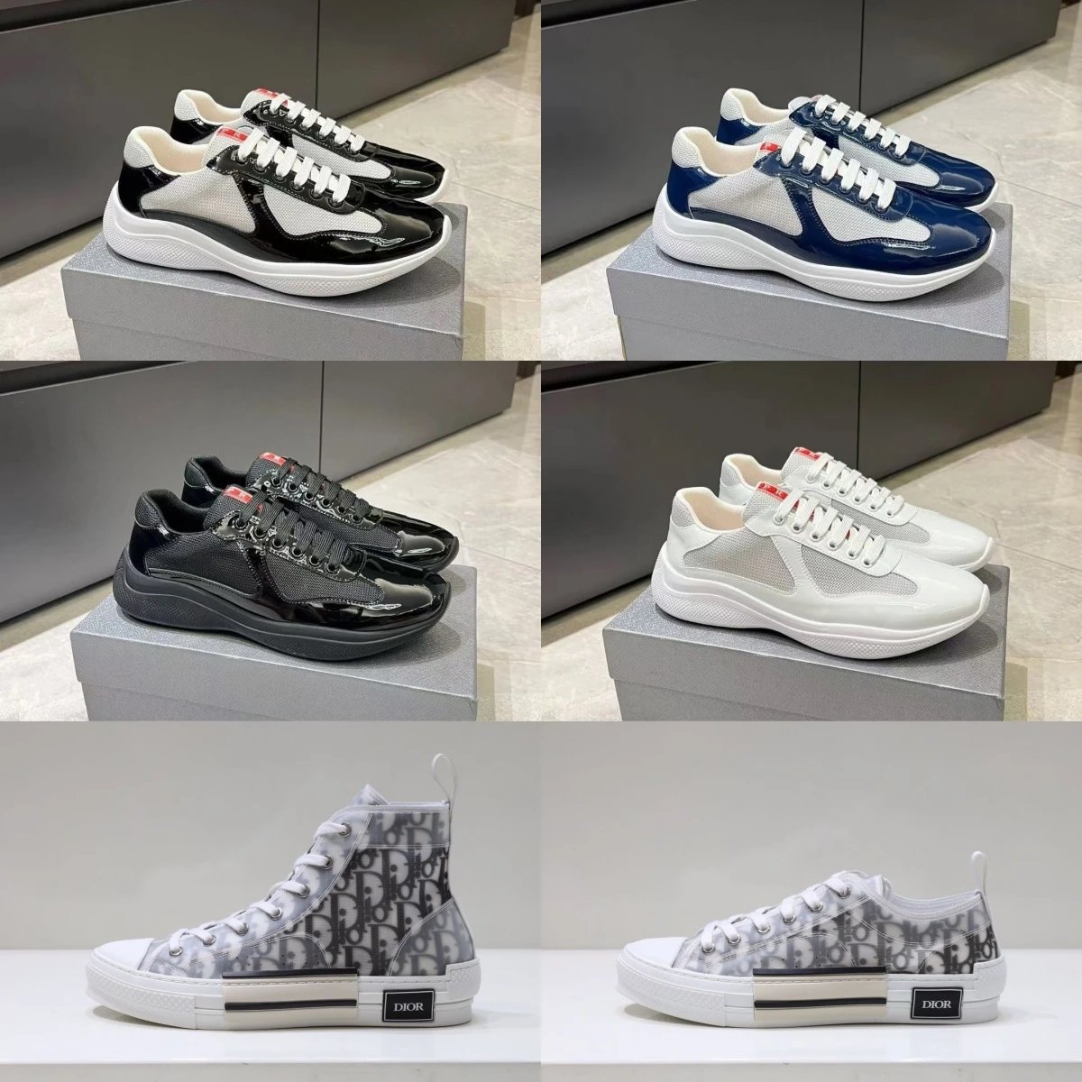 Dior B23 High-Top Sneakers Oblique Print White Black