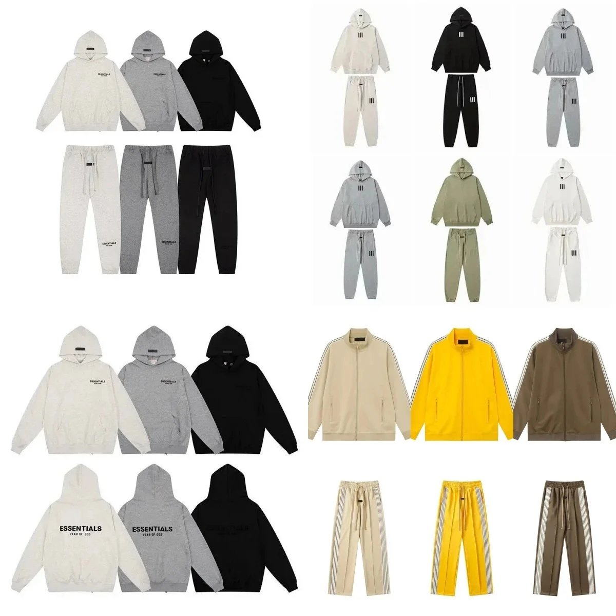 Fear of God Essentials Triple Stripe Track Jacket Beige
