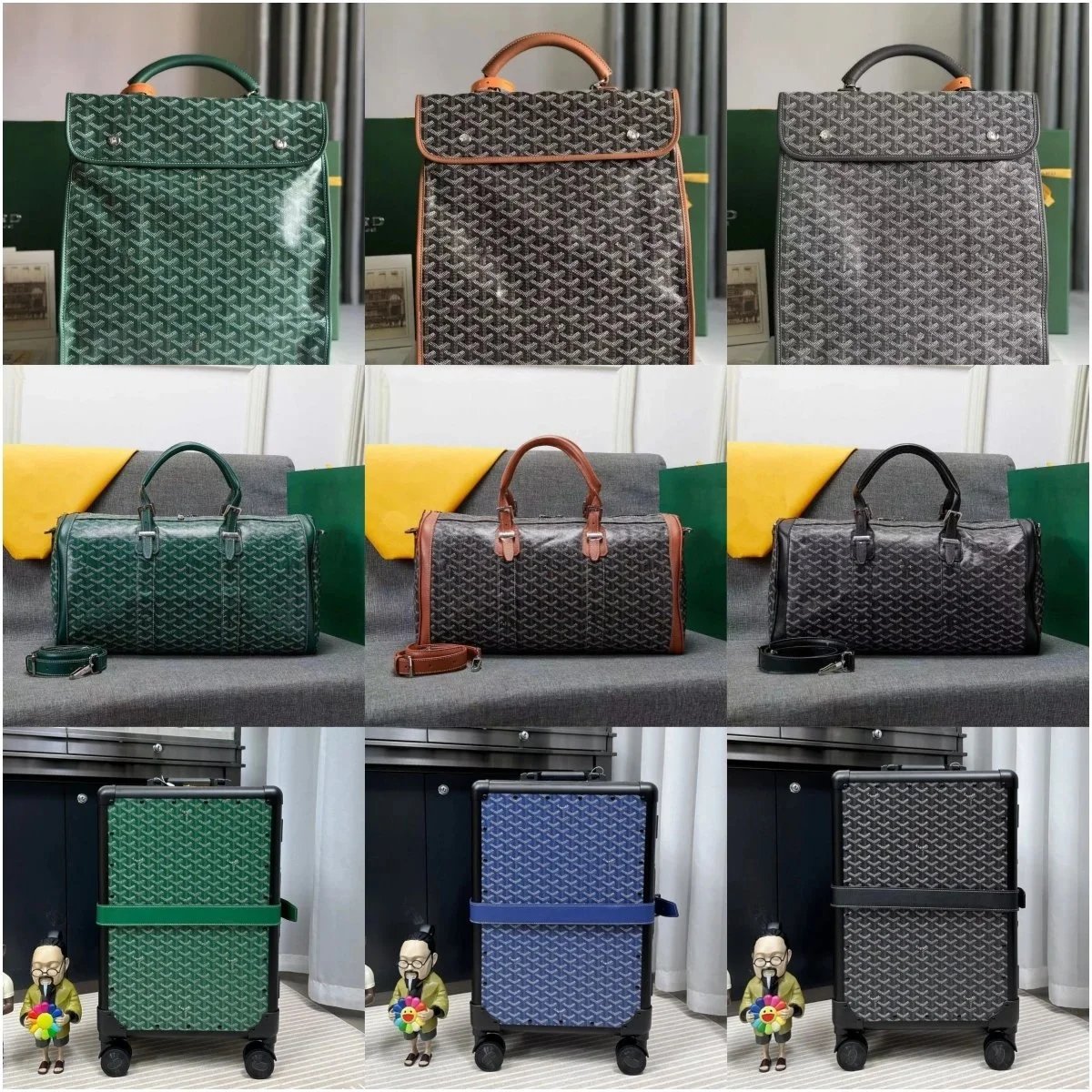 Goyard Saint-Louis PM Tote Bag in Green Chevron Canvas