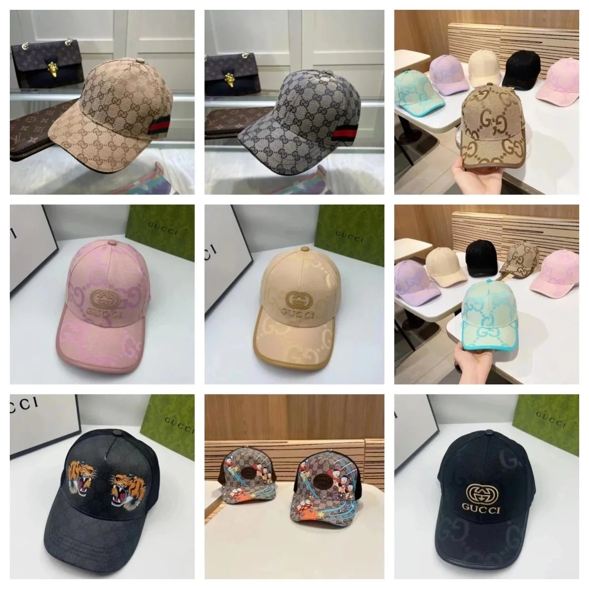 Gucci GG Monogram Baseball Cap with Red-Blue Web Stripe