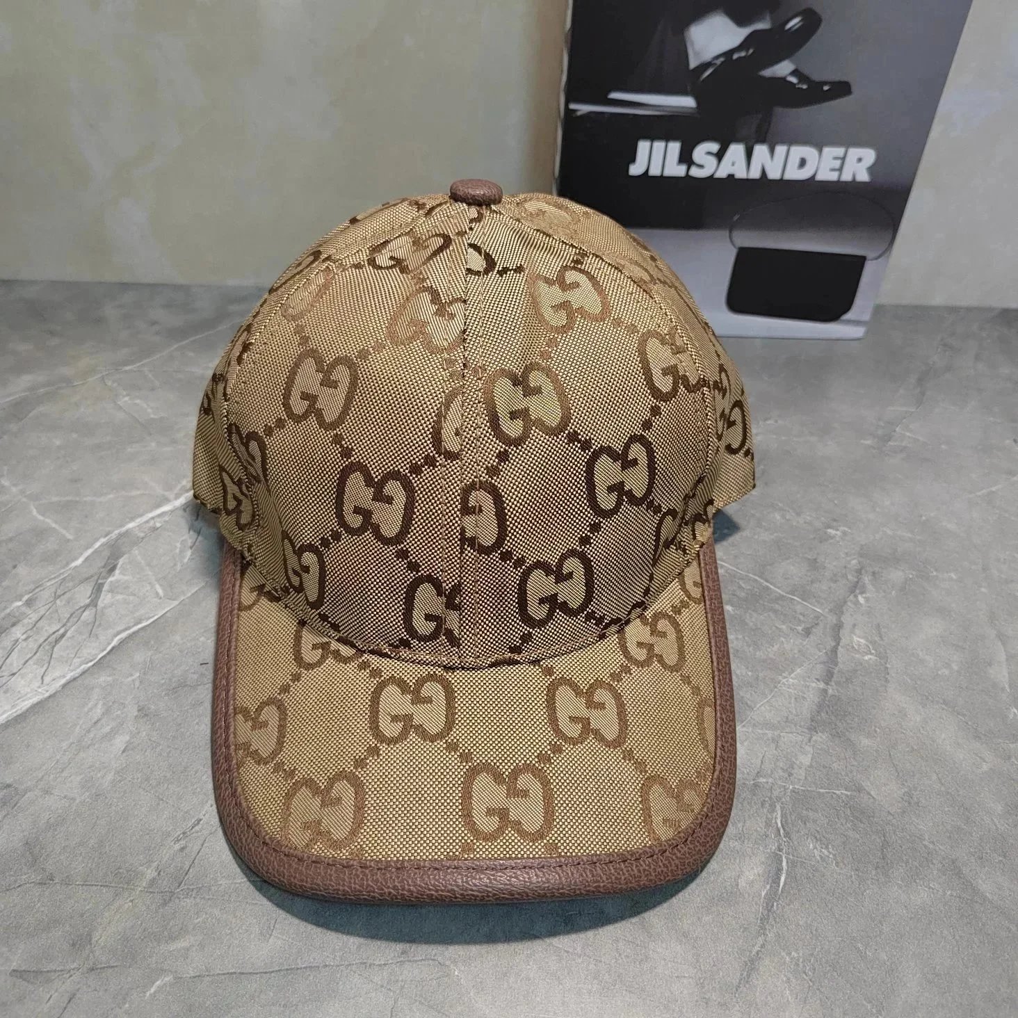 Gucci GG Monogram Canvas Baseball Cap Beige Brown