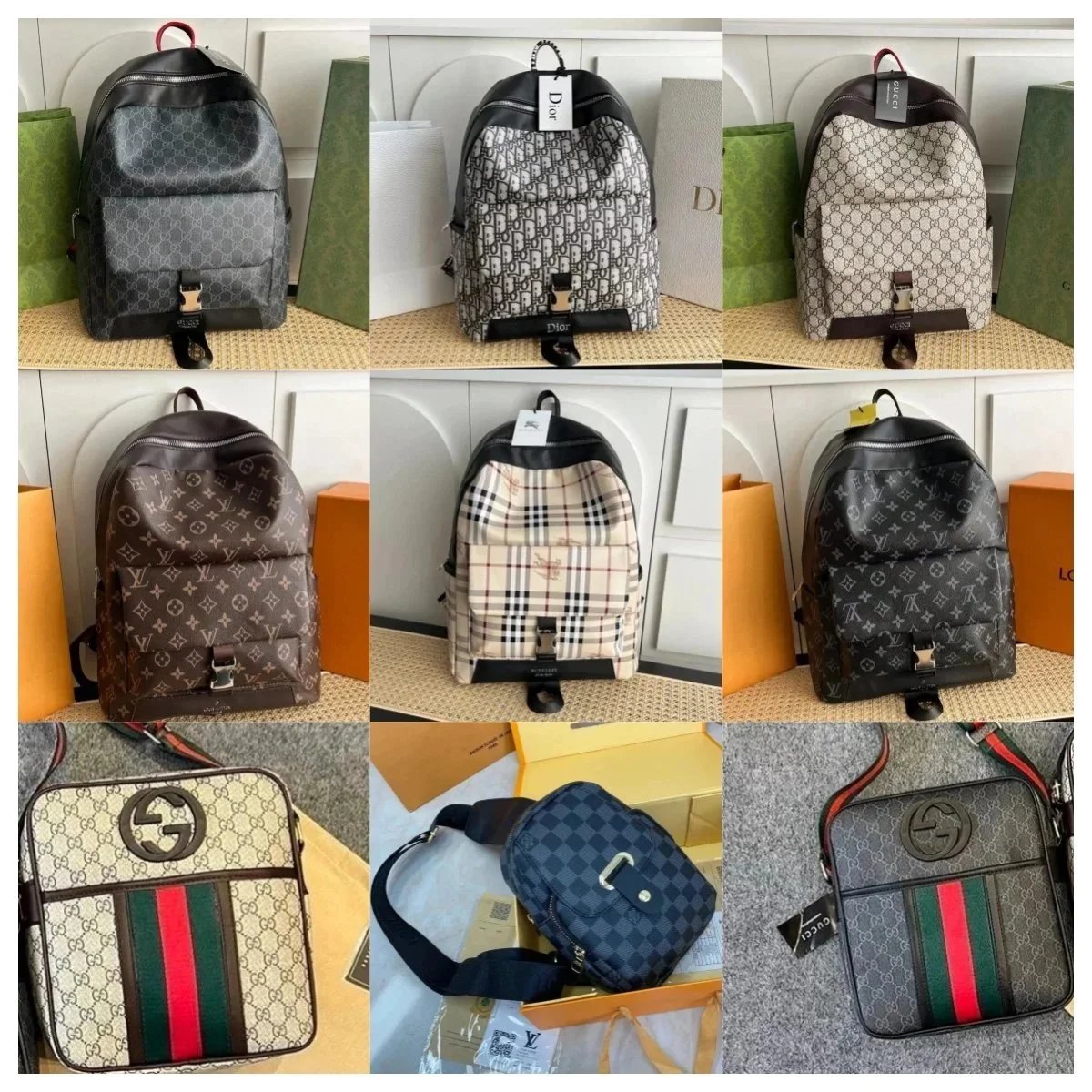 Gucci Ophidia GG Backpack Monogram Black Leather Trim