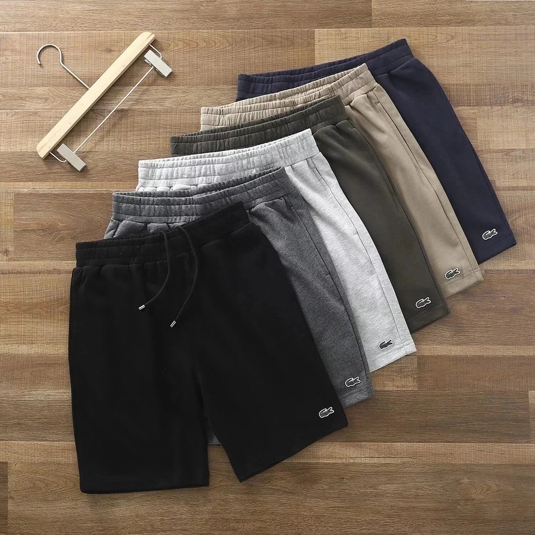 Lacoste Classic Cotton Shorts with Crocodile Logo - Black