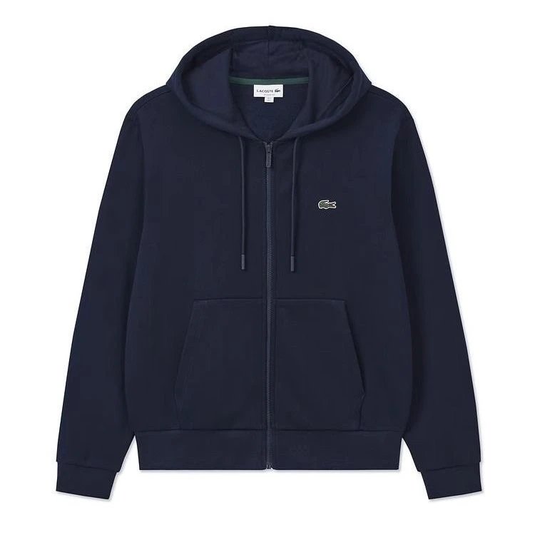 Lacoste Classic Zip-Up Hoodie Navy Blue with Crocodile Logo