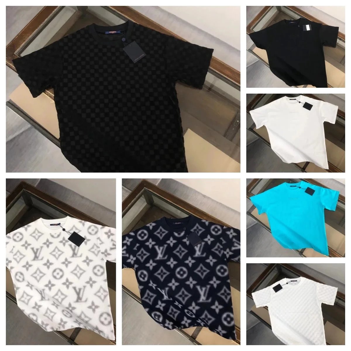 Louis Vuitton Monogram Canvas Print T-Shirt - Black/White/Navy/Turquoise