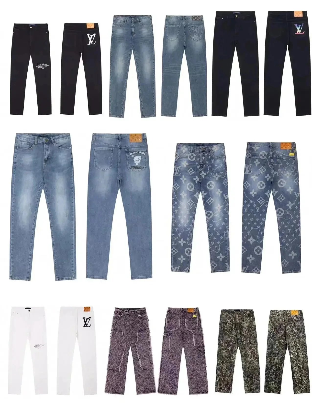 Louis Vuitton Monogram Denim Jeans - Blue Patterned Straight Fit