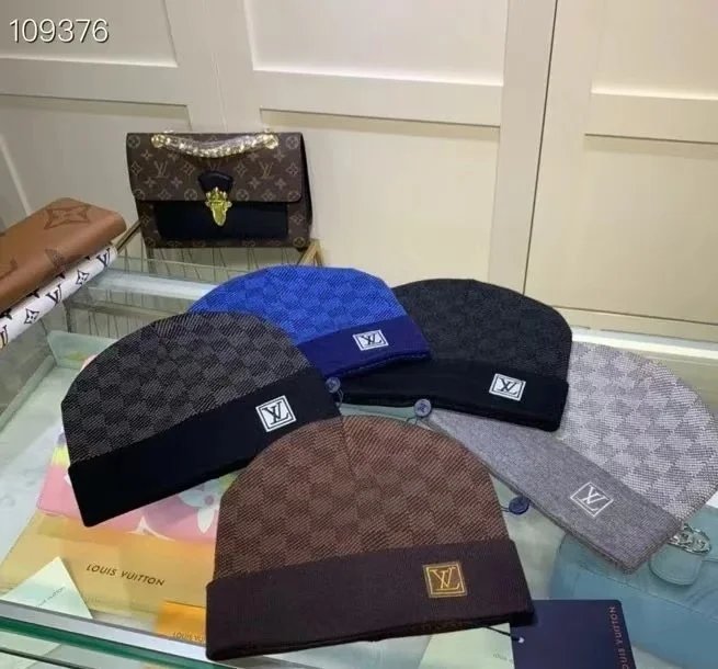 Louis Vuitton Monogram Knit Beanie with Gold Logo Patch