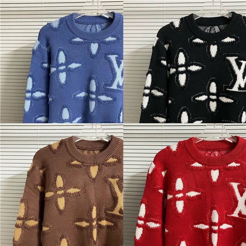 Louis Vuitton Monogram Knit Sweater - Blue Patterned Crewneck