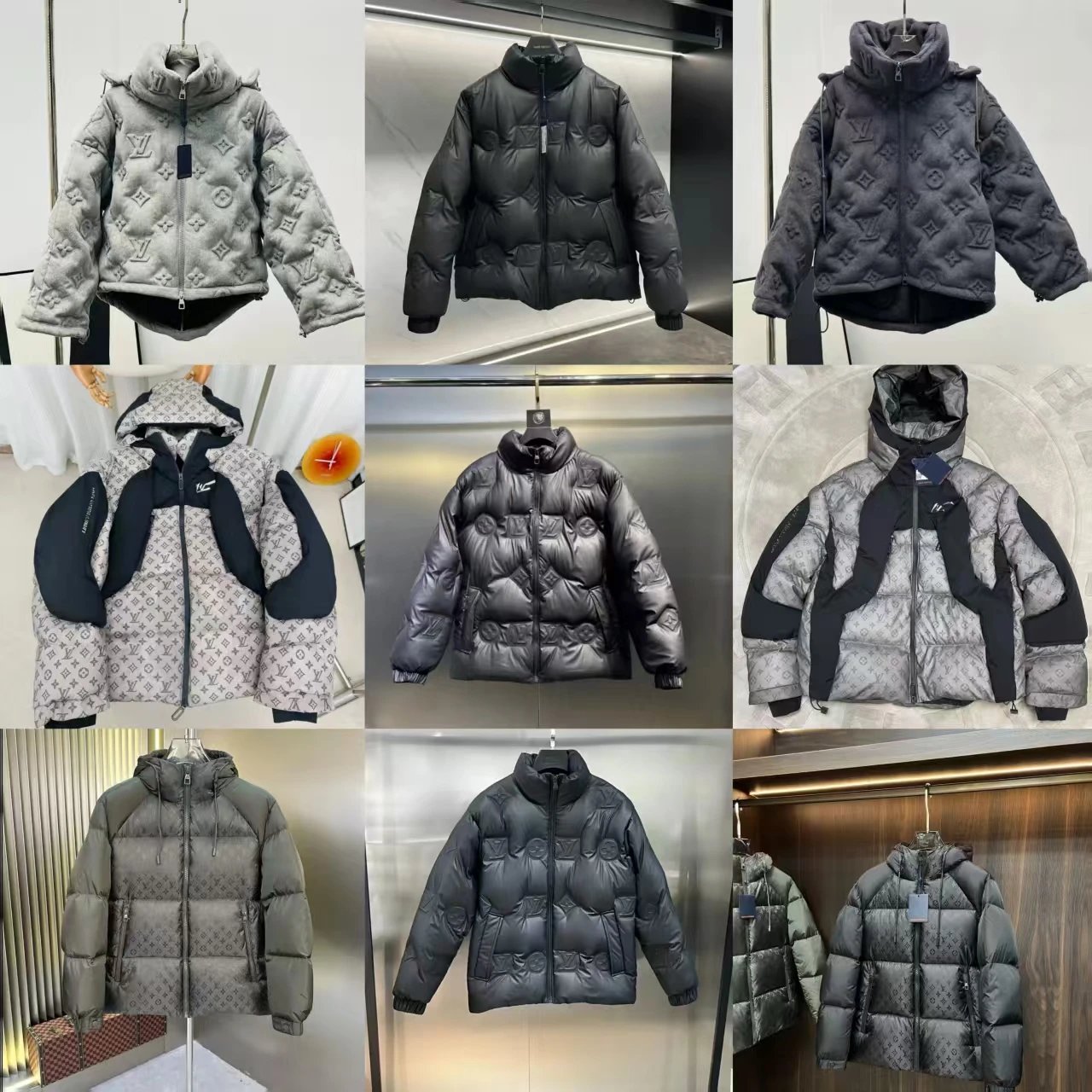 Louis Vuitton Monogram Quilted Puffer Jacket - Gray Black