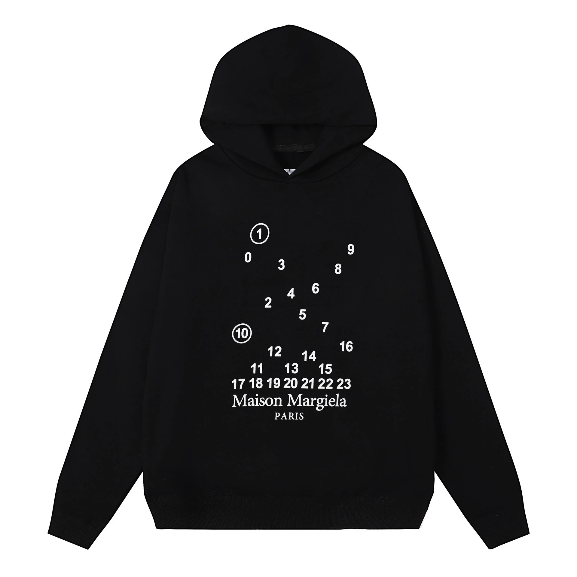 Maison Margiela Black Hoodie with Numbered Dot Pattern
