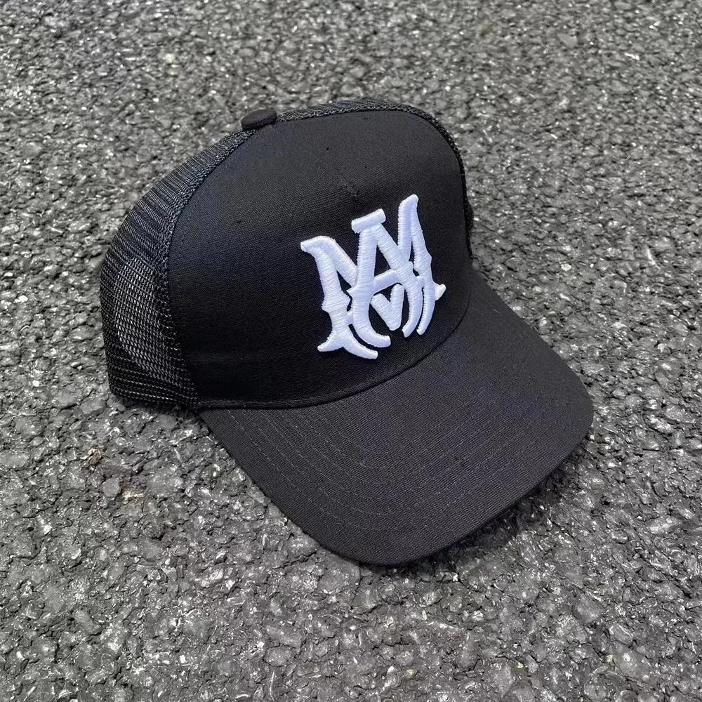 MM Black Mesh Trucker Cap with White Embroidered Logo