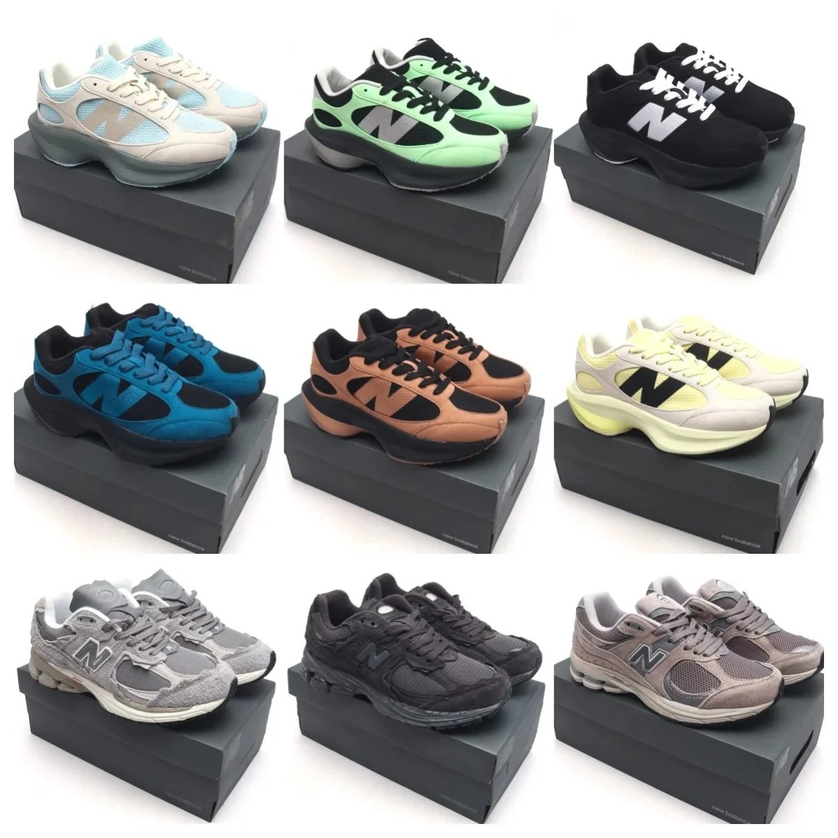 New Balance 9060 Chunky Sneakers - Light Blue Mesh Grey Sole