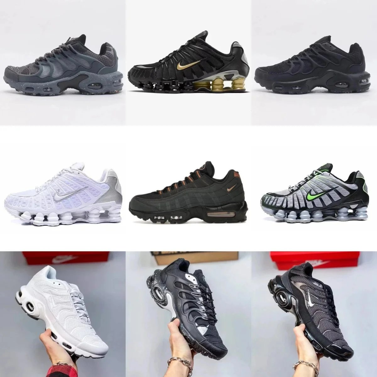 Nike Shox TLX Grey Mesh Upper with Visible Air Cushioning