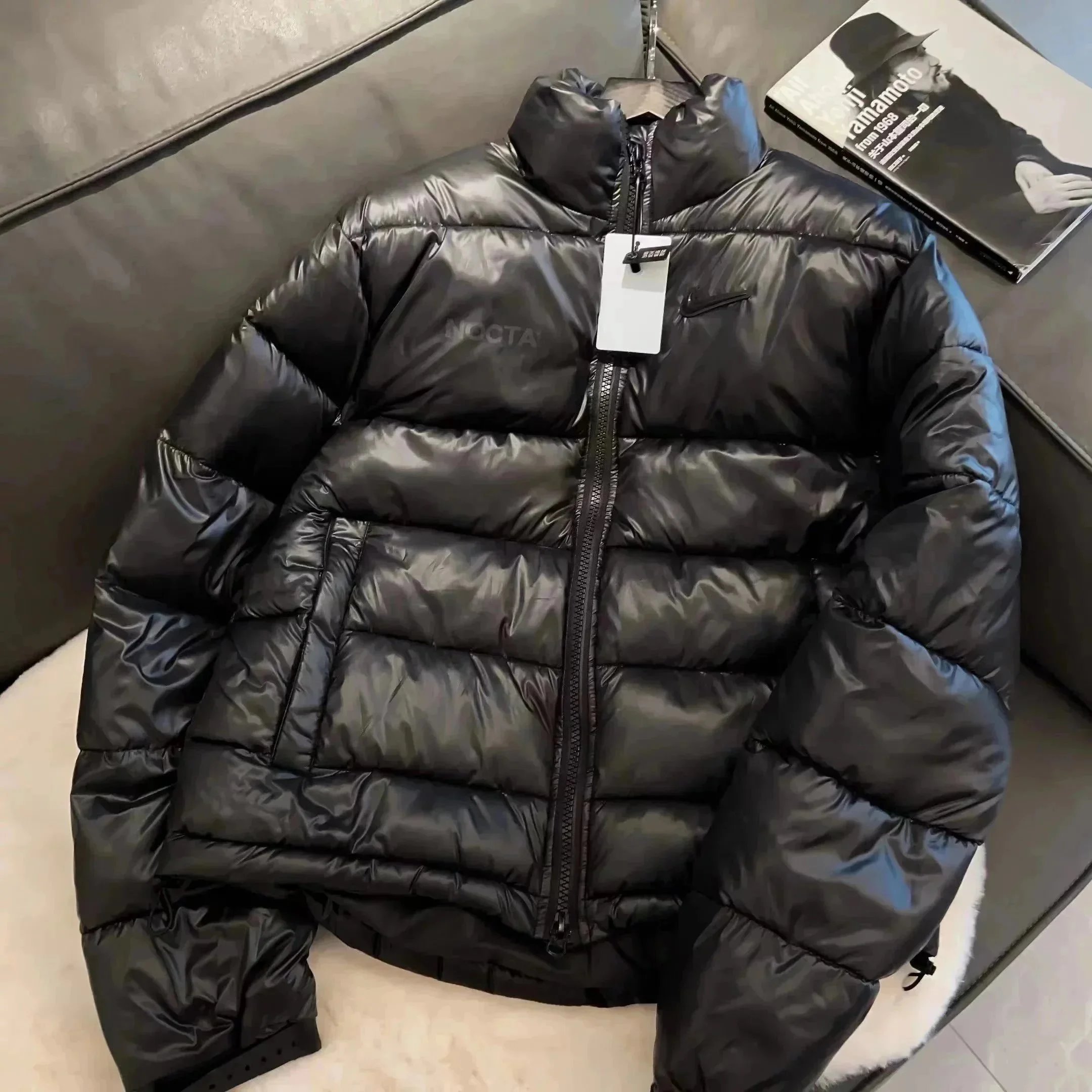NOCTA x Nike Black Glossy Puffer Jacket with High Collar