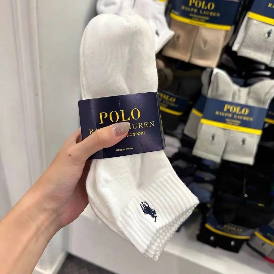 Polo Ralph Lauren Classic Sport White Crew Socks with Pony Logo