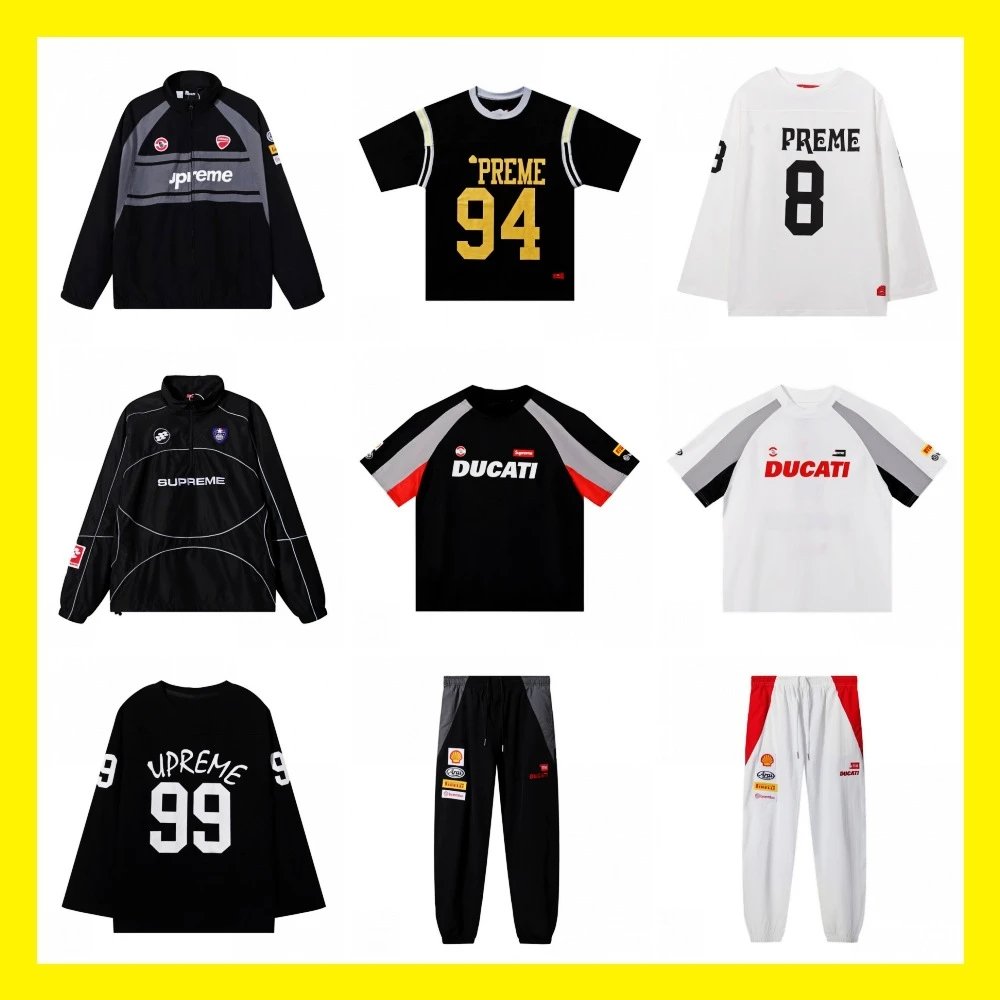 Supreme Ducati Racing Jersey Black Red Gray Contrast Sleeves
