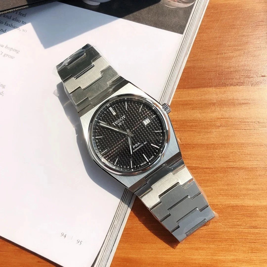 Tissot PRX Automatic 40mm Black Grid Dial Steel Bracelet Watch
