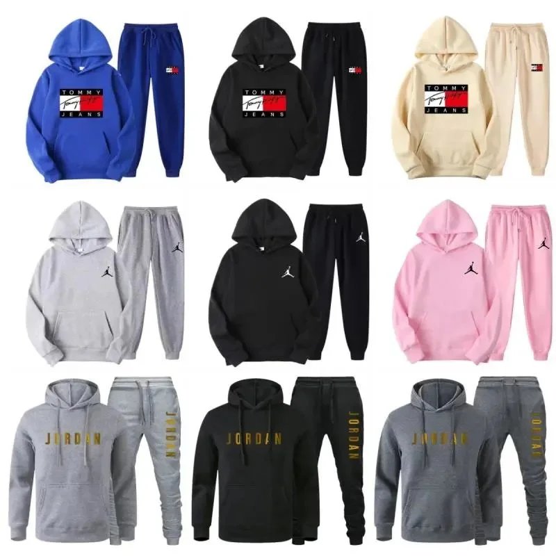 Tommy Jeans Logo Hoodie and Jogger Set - Royal Blue