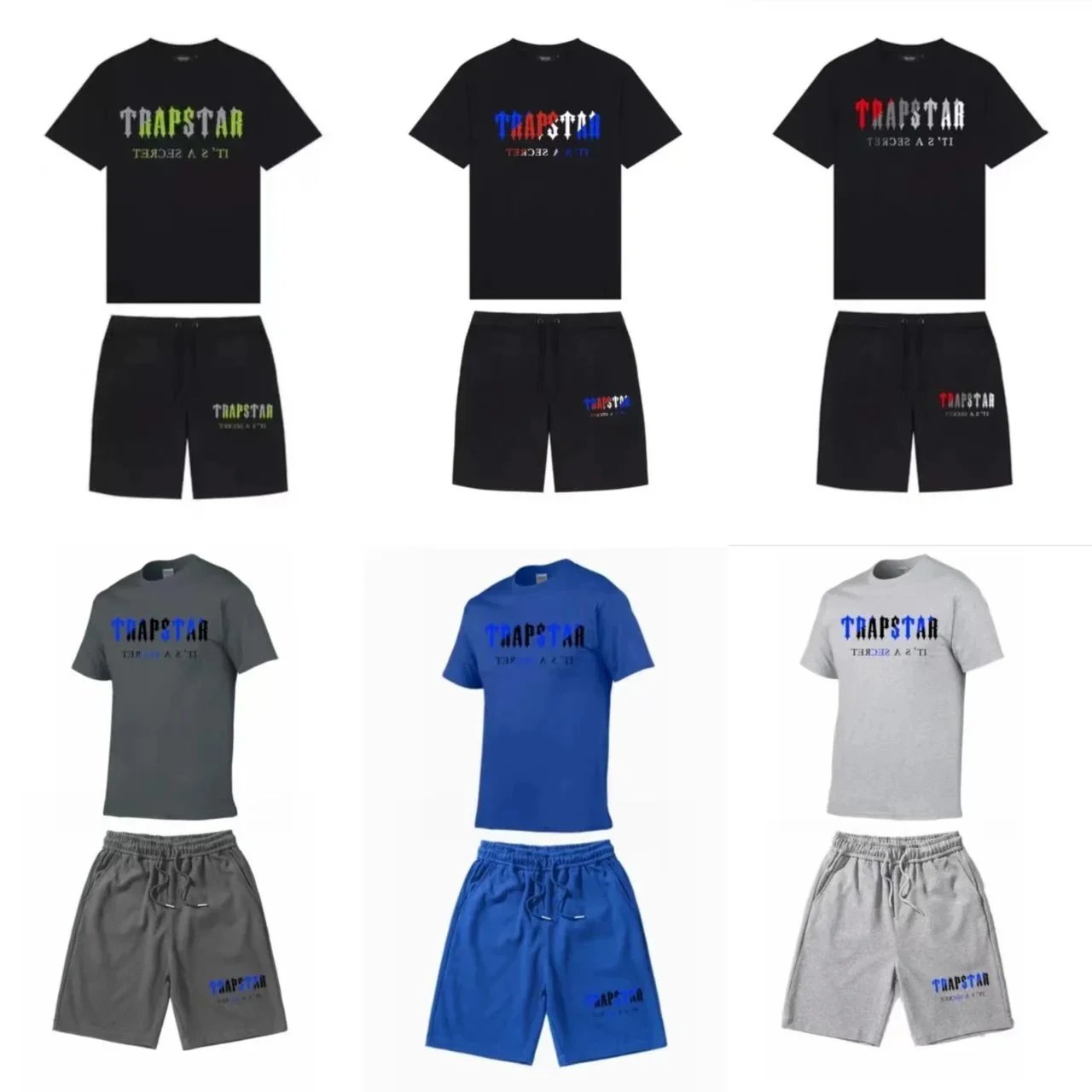 TRAPSTAR It's A Secret Graphic T-Shirt and Shorts Set - Black Neon